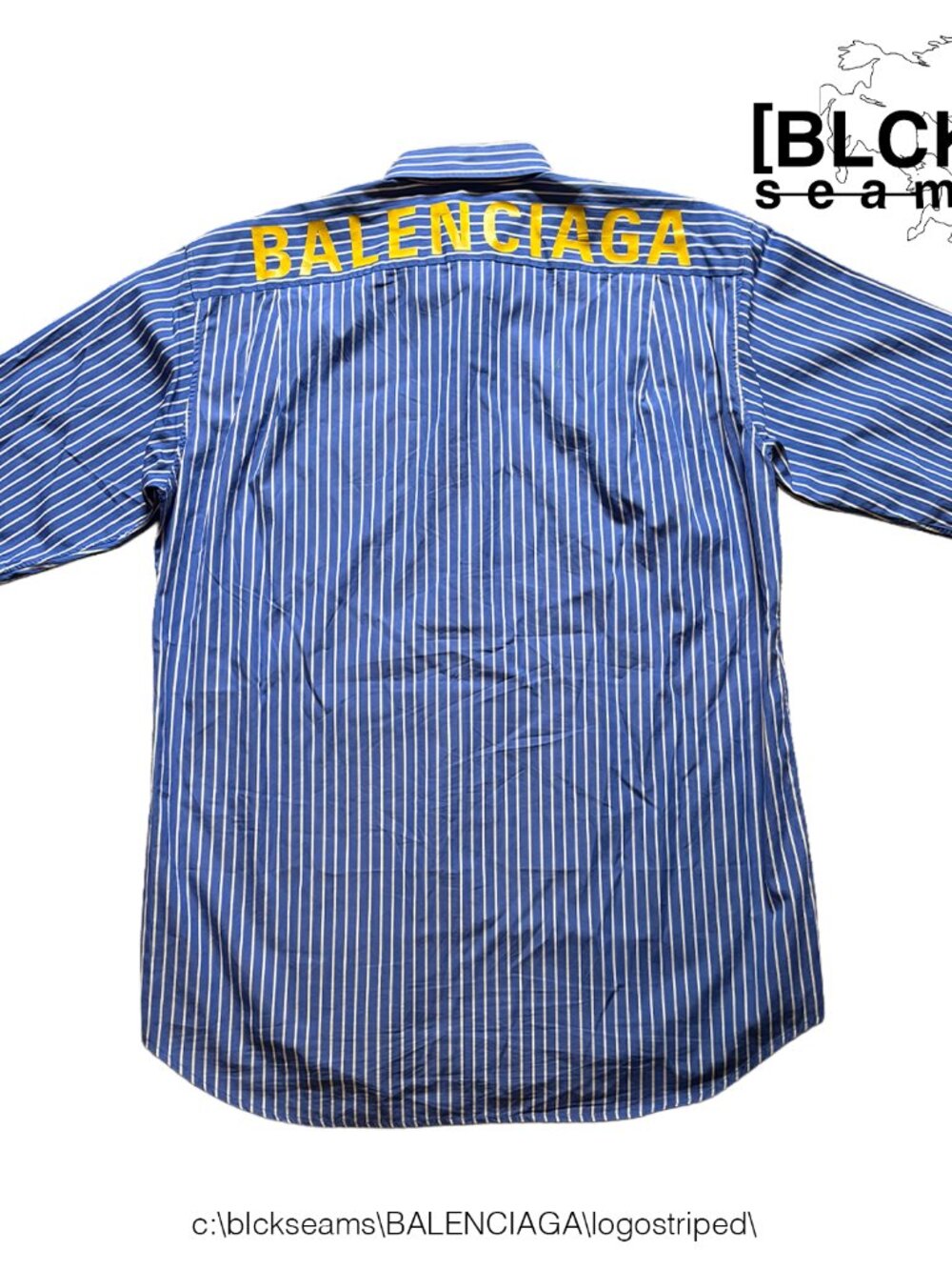 Balenciaga Striped Logo Short Sleeve Shirt